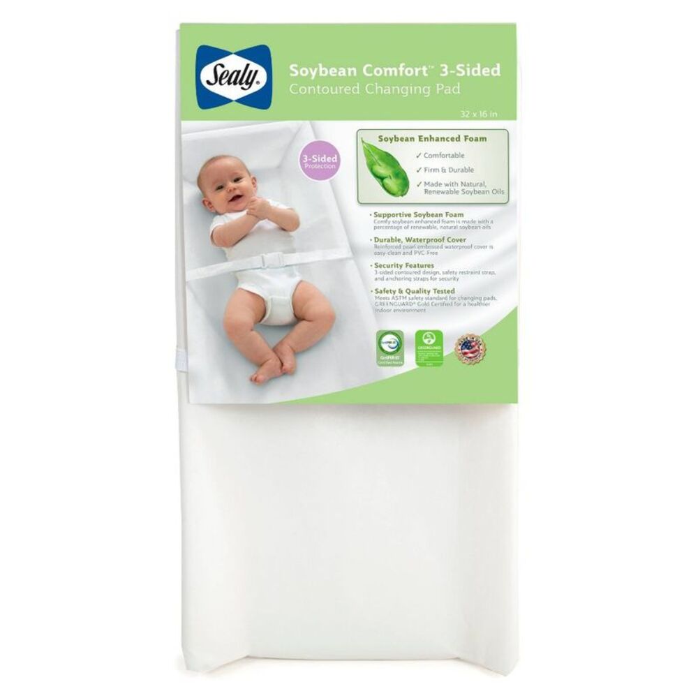 Sealy -  Soybean Comfort 3-Sided Contoured Diaper Cha White